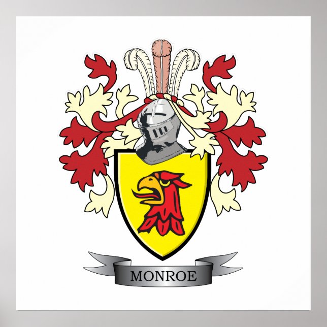 Monroe Family Crest Coat of Arms Poster (Front)