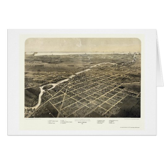 Monroe, MI Panoramic Map - 1866 Cards (Front Horizontal)