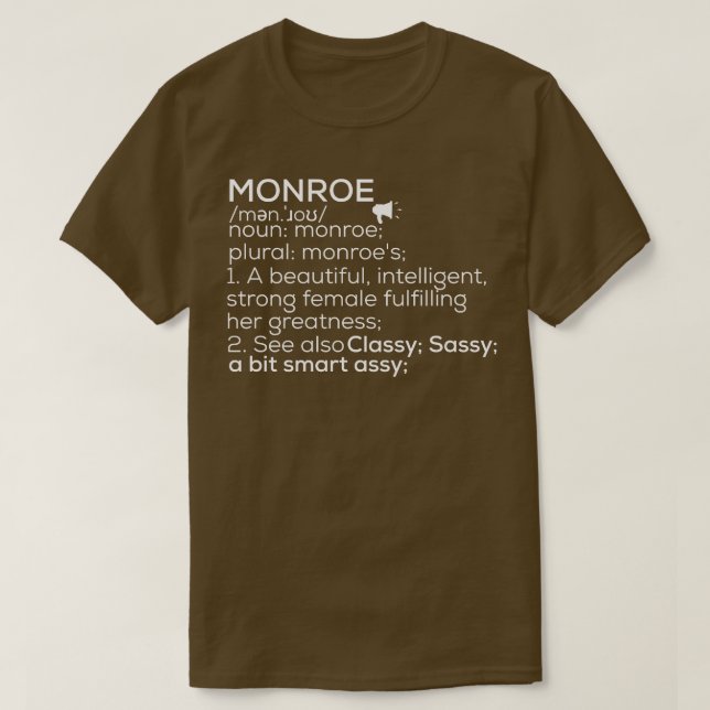 Monroe Name Monroe Definition Monroe Female Name M T-Shirt (Design Front)