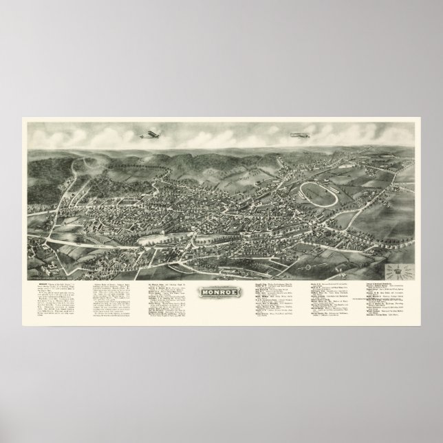 Monroe, NY Panoramic Map - 1923 Poster (Front)
