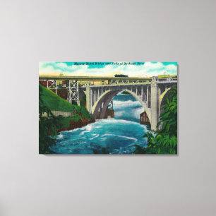 Monroe Street Bridge and Falls on Spokane River Canvas Print