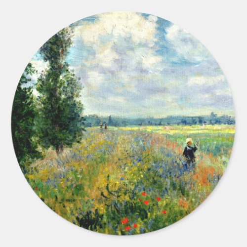 Monry _ Poppy Field at Argenteuil Classic Round Sticker