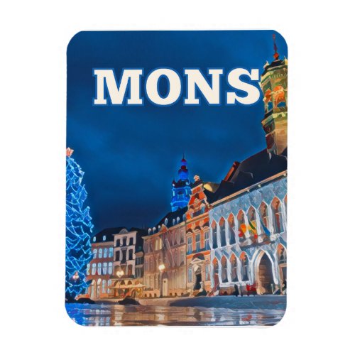 Mons Belgium Photo Vintage Magnet