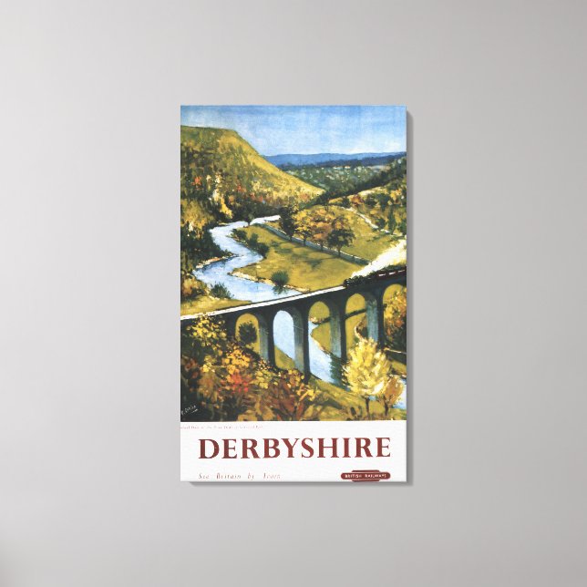 Monsal Dale, Train and Viaduct British Rail Canvas Print (Front)