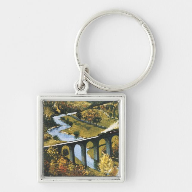 Monsal Dale, Train and Viaduct British Rail Keychain (Front)