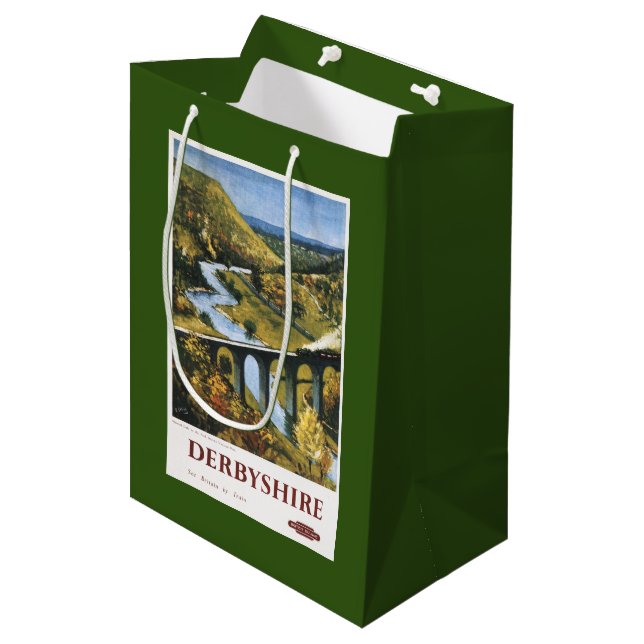 Monsal Dale, Train and Viaduct British Rail Medium Gift Bag (Front Angled)
