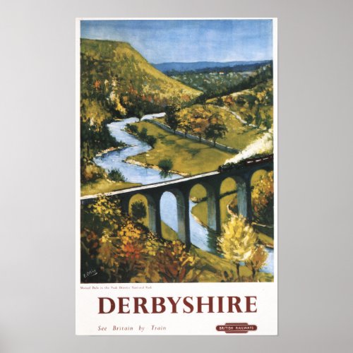 Monsal Dale Train and Viaduct British Rail Poster