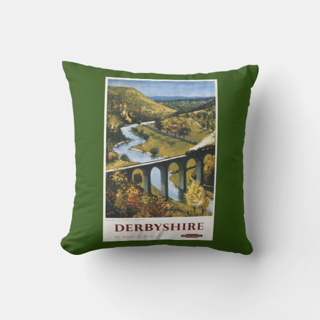 Monsal Dale, Train and Viaduct British Rail Throw Pillow (Front)