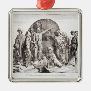 Monsieur Drovetti and his followers using a plumb Metal Ornament