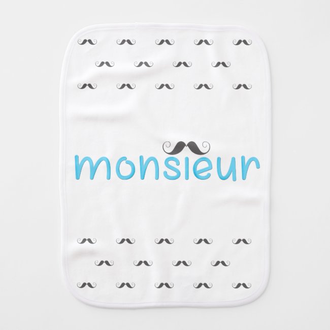 MONSIEUR Fun French Quote & Moustache - Blue -