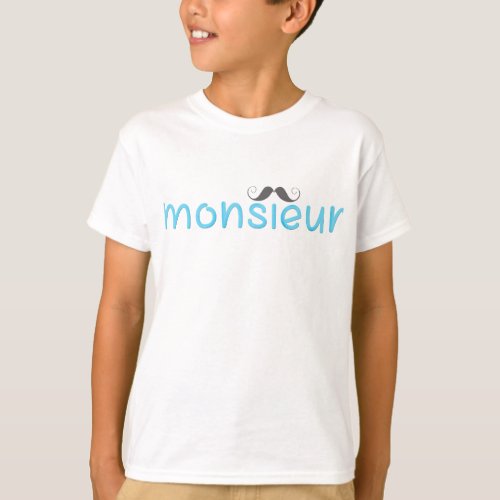 MONSIEUR Fun French Quote  Moustache _ Blue  _ T_Shirt