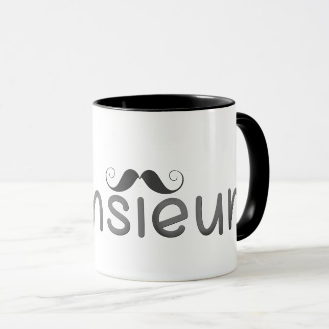 MONSIEUR Fun French Quote & Moustache Mug (Front Right)