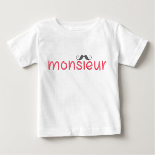 MONSIEUR Fun French Quote & Moustache - Red - Baby T-Shirt