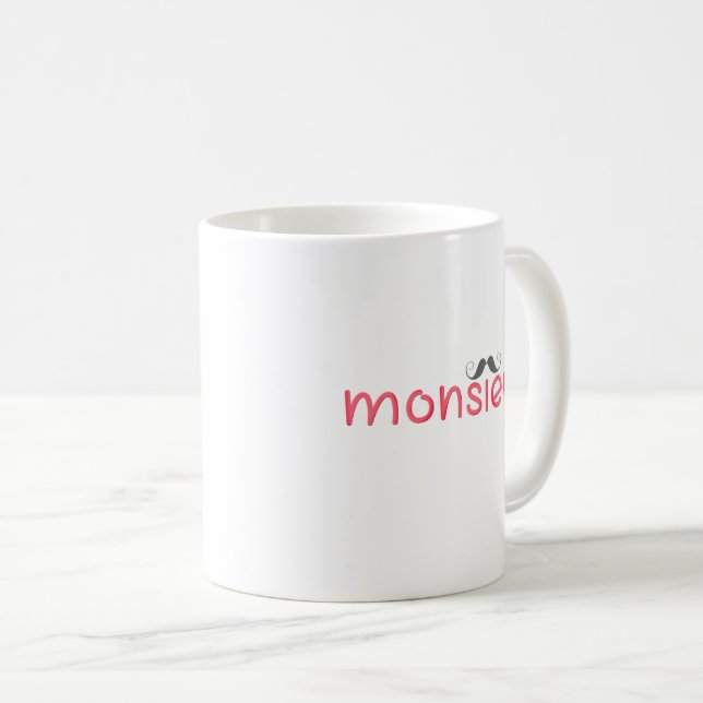 MONSIEUR Fun French Quote & Moustache - Red Coffee Mug (Front Right)