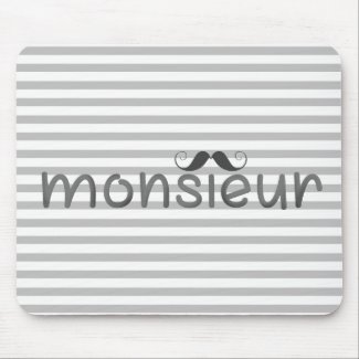 MONSIEUR - Fun Typography w Moustache Mousepad