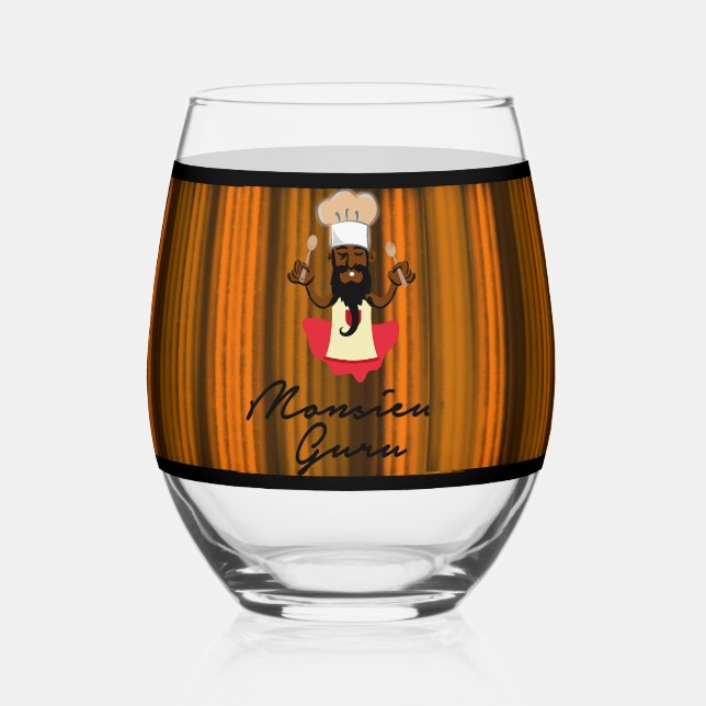Monsieur Guru 2 Stemless Wine Glass (Front)