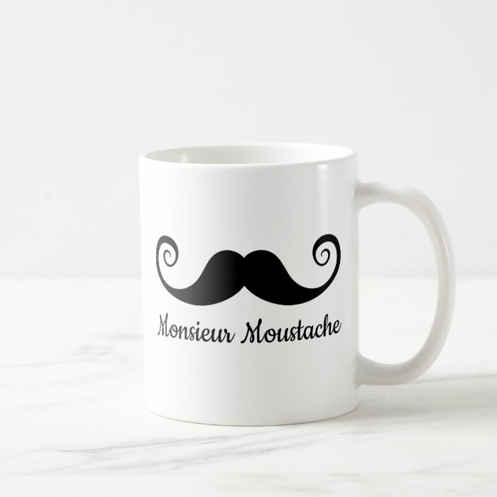 Monsieur Mustache design with curly moustache Mugs