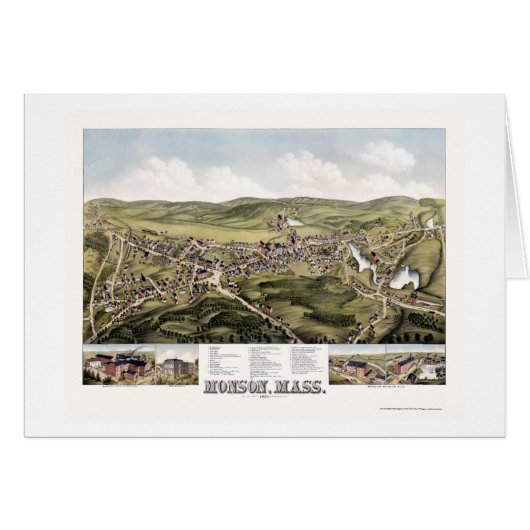 Monson, MA Panoramic Map - 1879 Cards (Front Horizontal)