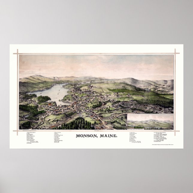 Monson, ME Panoramic Map - 1889 Poster (Front)