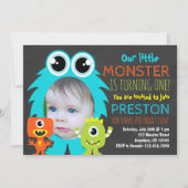 Monster 1st Birthday Invitation with Photo (Front)