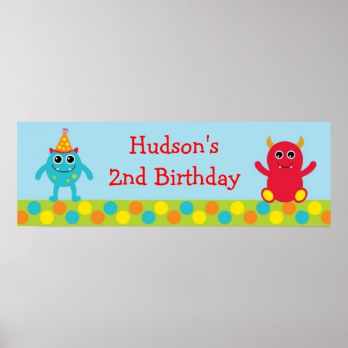 Monster 1st Birthday Welcome Poster