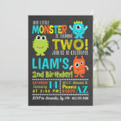 Monster 2nd Birthday Party Invitation (Standing Front)