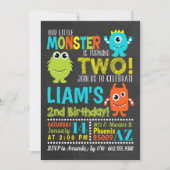 Monster 2nd Birthday Party Invitation (Front)