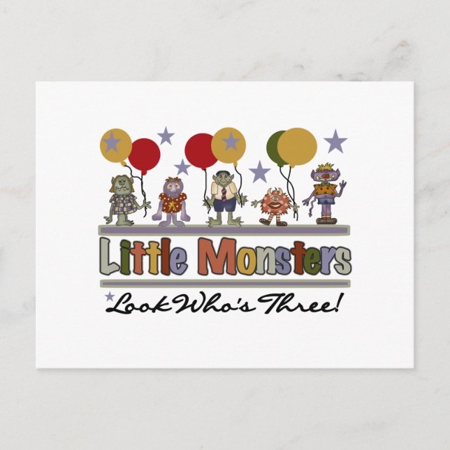 Monster 3rd Birthday Tshirts and Gifts Postcard (Front)