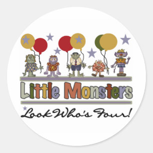 Monster 4th Birthday Tshirts and Gifts Classic Round Sticker