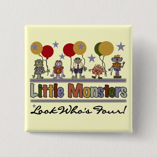 Monster 4th Birthday Tshirts and Gifts Pinback Button (Front)