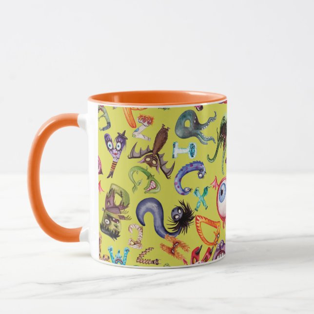 Monster alphabet kid's pattern mug (Left)