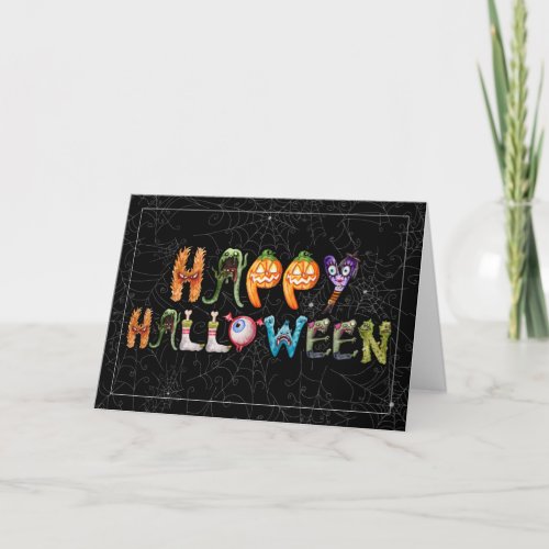 Monster Alphas Funny Halloween Typography Holiday Card