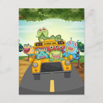 Monster And Bus Postcard by GraphicsRF at Zazzle