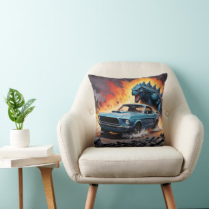 Monster And Classic Muscle Car Decor Throw Pillow