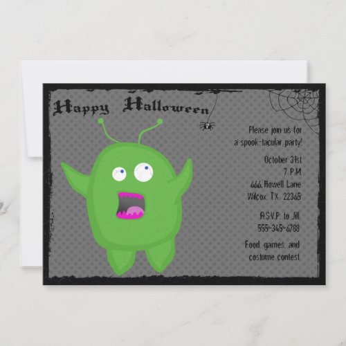 Monster and Spider Halloween Party Invitation