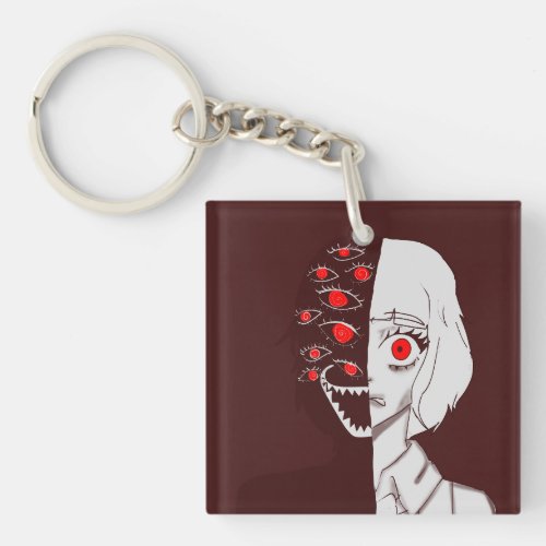 Monster Anime Girl with many eyes Keychain