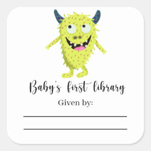 Monster - Baby Shower bookplate, books for baby Square Sticker