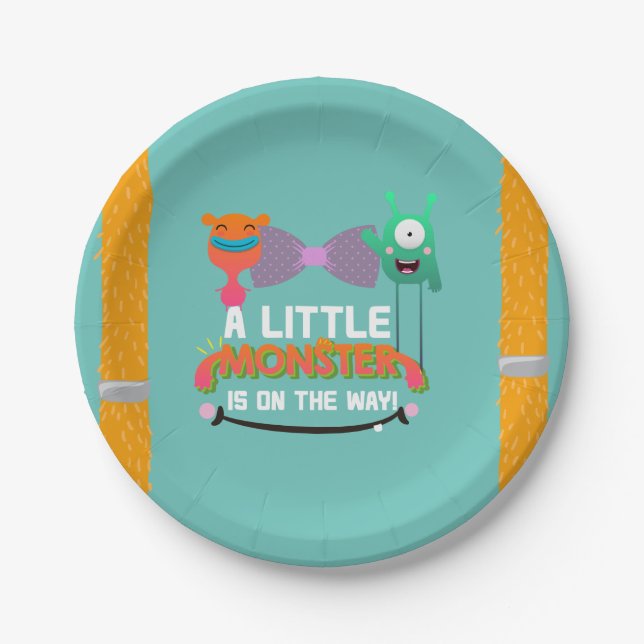 Monster Baby Shower - They've Created a Monster Paper Plates (Front)