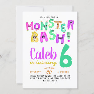 Monster Bash Birthday Invitation