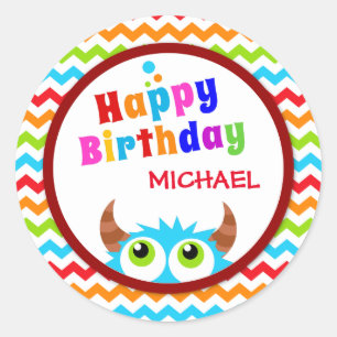 Monster Bash Birthday Party Classic Round Sticker