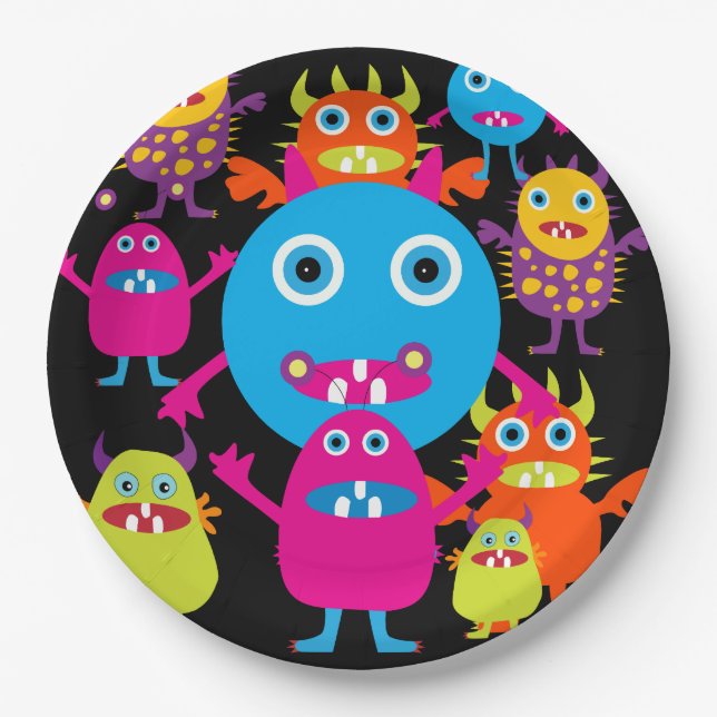 Monster Bash Birthday Party Fun Halloween Paper Plates (Front)