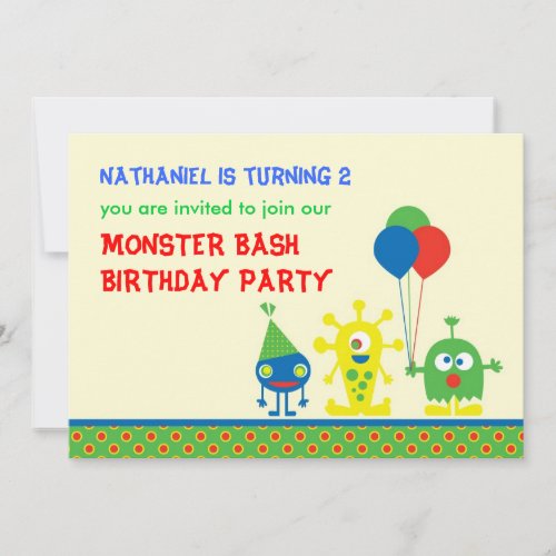 Monster Bash Birthday Party Invitation