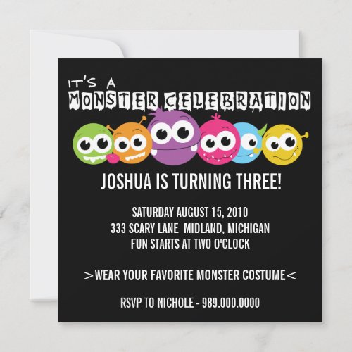 Monster Bash Birthday Party Invitations