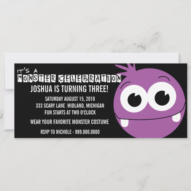 Monster Bash Birthday Party Invitations (Front)