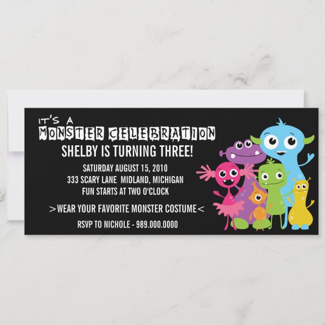 Monster Bash Birthday Party Invitations (Front)
