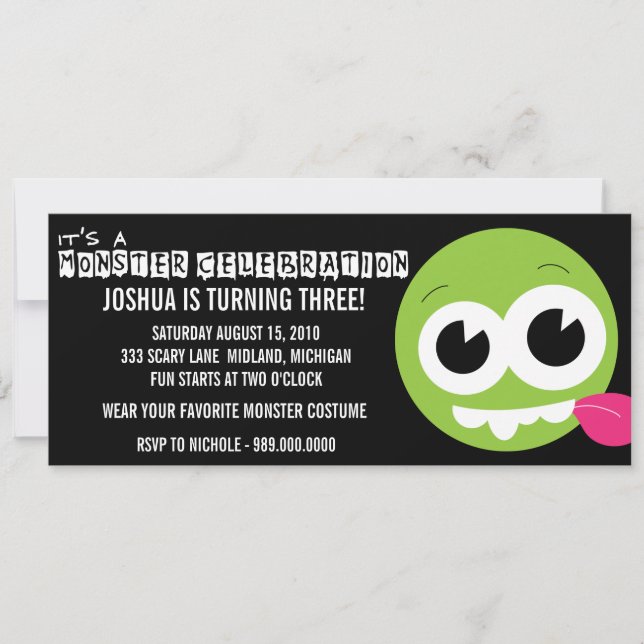 Monster Bash Birthday Party Invitations (Front)