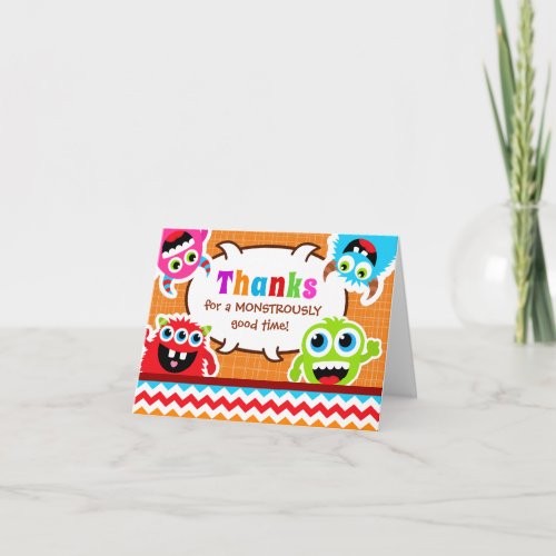 Monster Bash Birthday Party Thank You Card