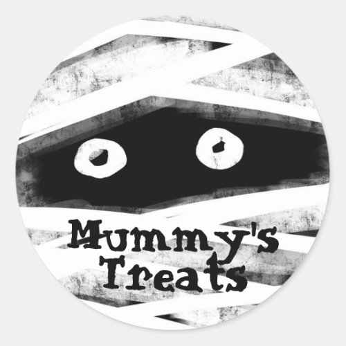 Monster Bash  Black  White Mummy Halloween Party Classic Round Sticker