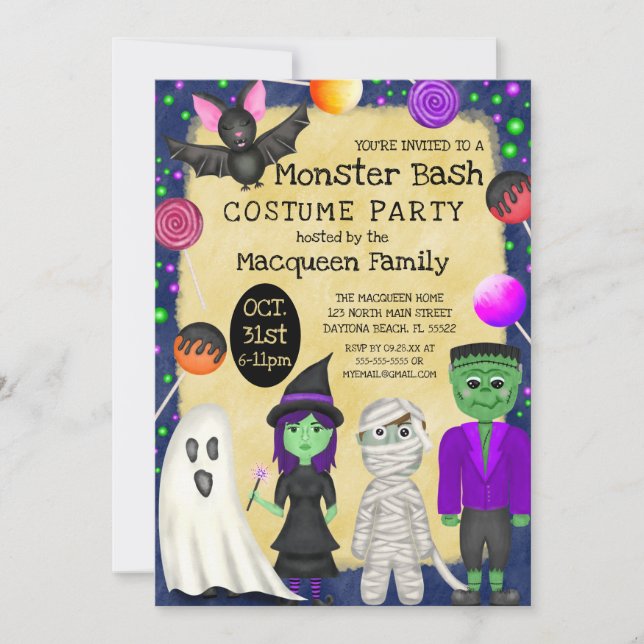 Monster Bash Costume Halloween Party Invitation (Front)