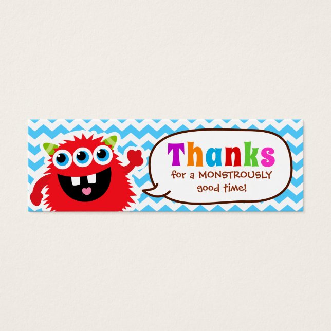 Monster Bash Favor Tag Birthday Party (Front)